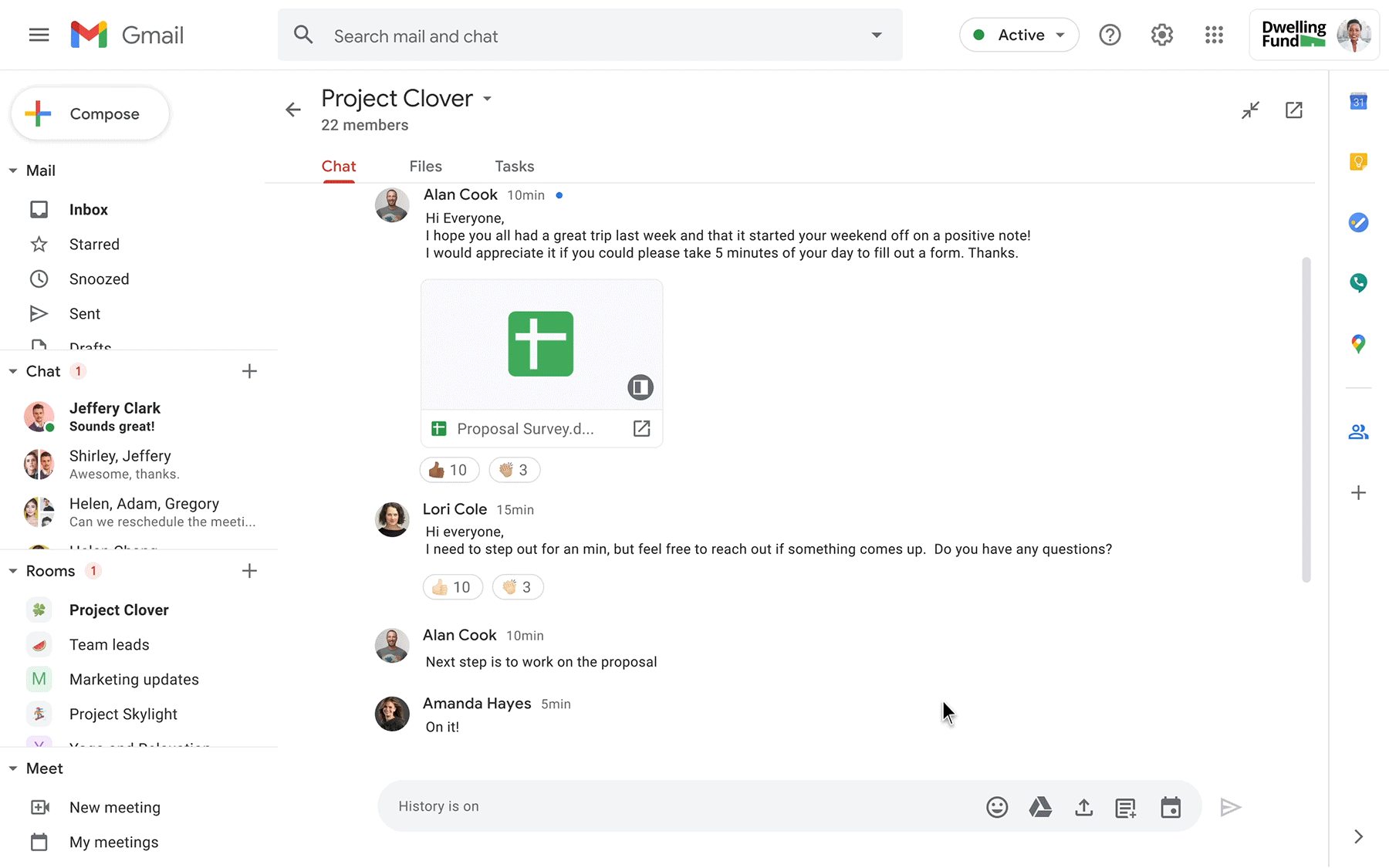 dynamically create and collaborate on a document with guests in a Chat room